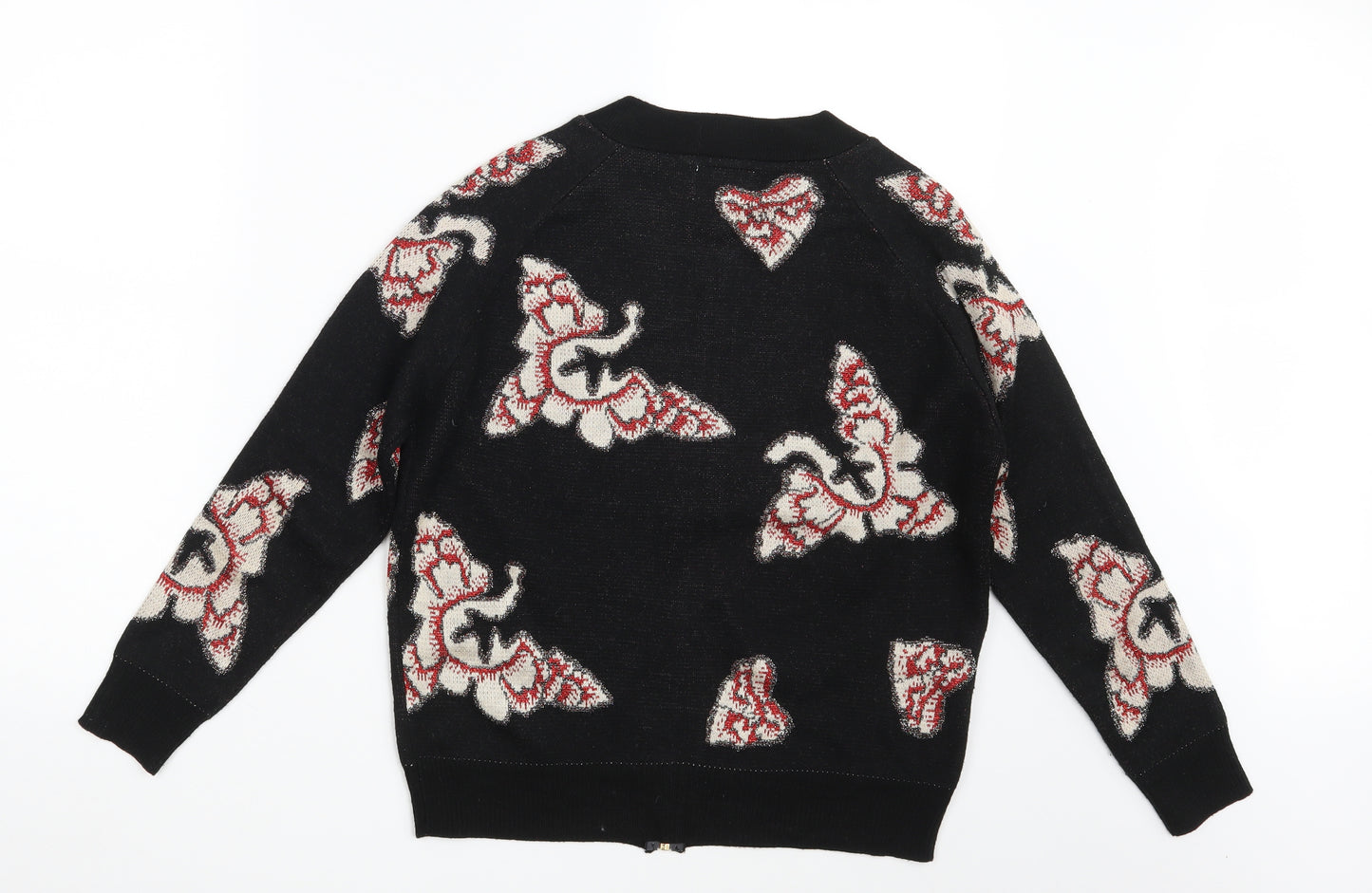 Jovonna Womens Black Floral  Cardigan Jumper Size M