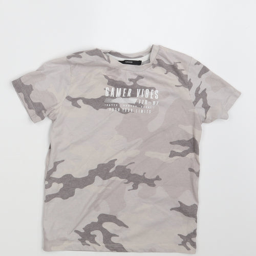 George Boys Beige Camouflage  Basic T-Shirt Size 7-8 Years