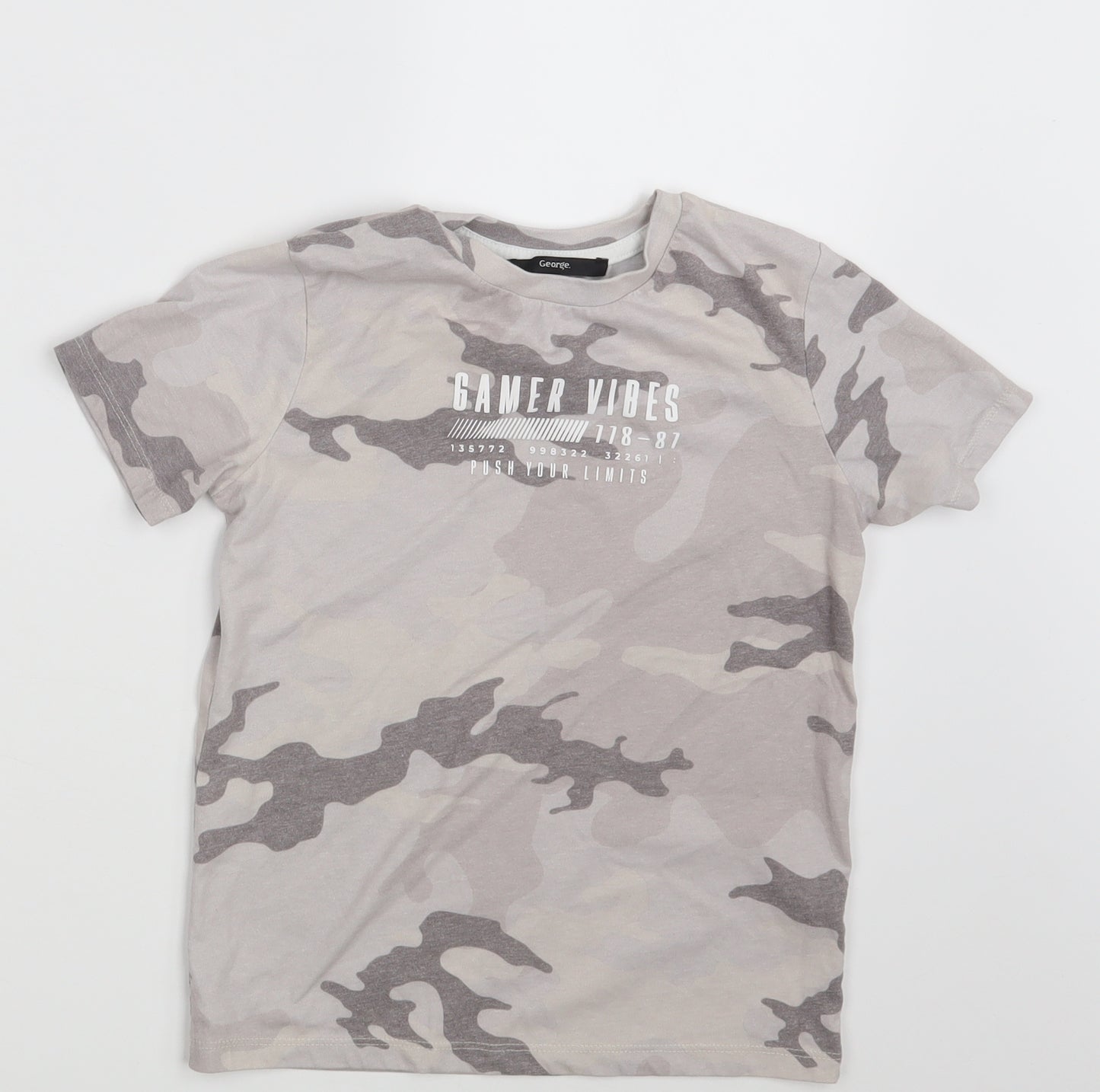 George Boys Beige Camouflage  Basic T-Shirt Size 7-8 Years