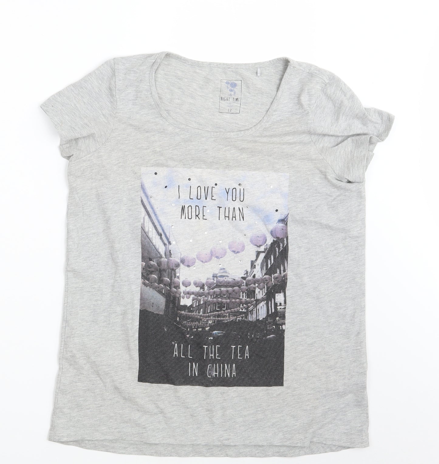 NEXT Womens Grey   Basic T-Shirt Size 12  - Nightwear
