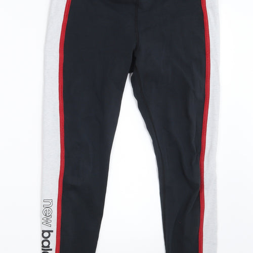 New Balance Womens Black Striped  Compression Leggings Size L L27 in