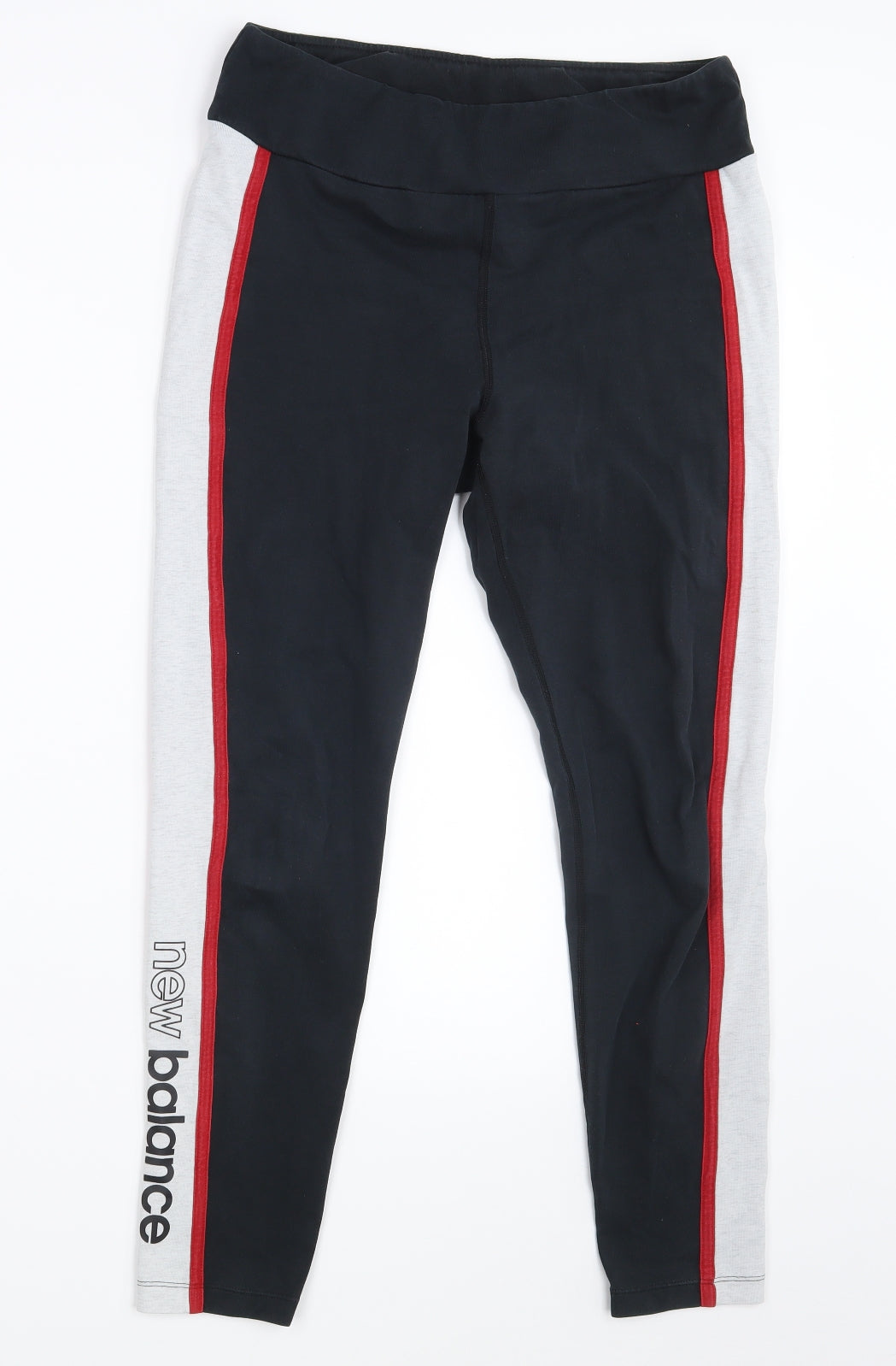 New Balance Womens Black Striped  Compression Leggings Size L L27 in