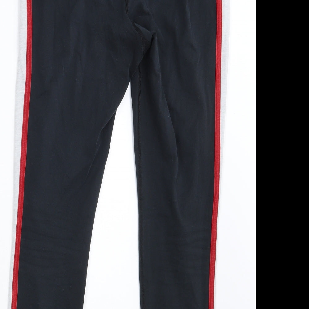 New Balance Womens Black Striped  Compression Leggings Size L L27 in