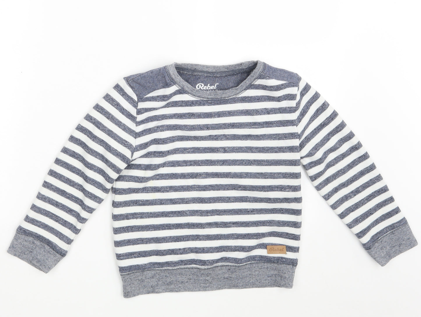 Rebel Boys White Striped  Pullover Sweatshirt Size 6-7 Years