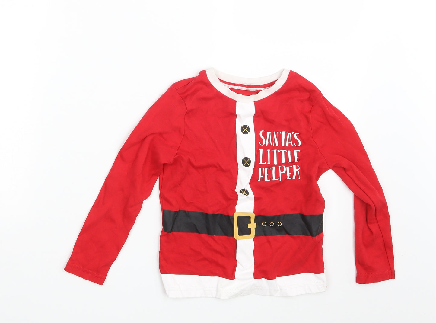 George Boys Red   Basic T-Shirt Size 4-5 Years  - Seasonal Christmas Festive Holiday