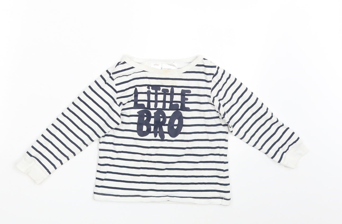 H&M Boys White Striped  Basic T-Shirt Size 12-18 Months  - Little Br