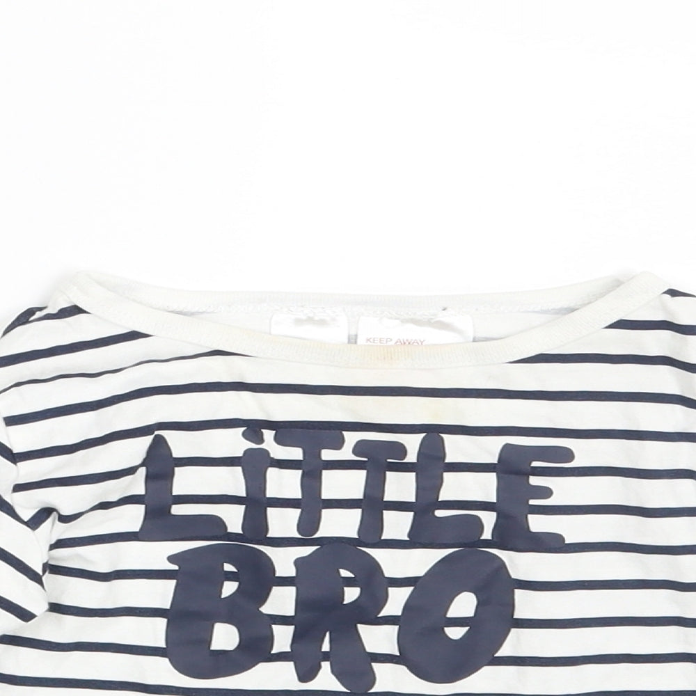 H&M Boys White Striped  Basic T-Shirt Size 12-18 Months  - Little Br