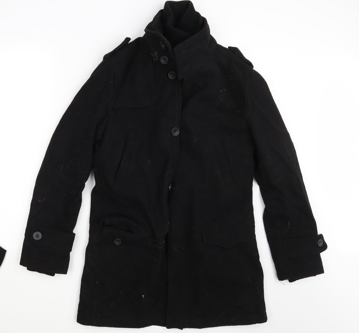 Cedar Wood State Womens Black   Overcoat Coat Size XS