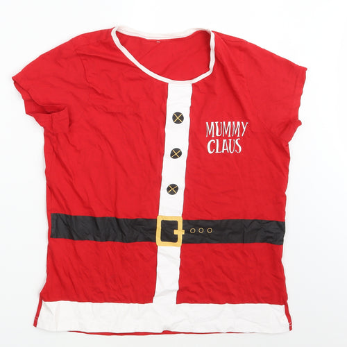 George Womens Red   Basic T-Shirt Size 14  - Seasonal Christmas Festive Holiday