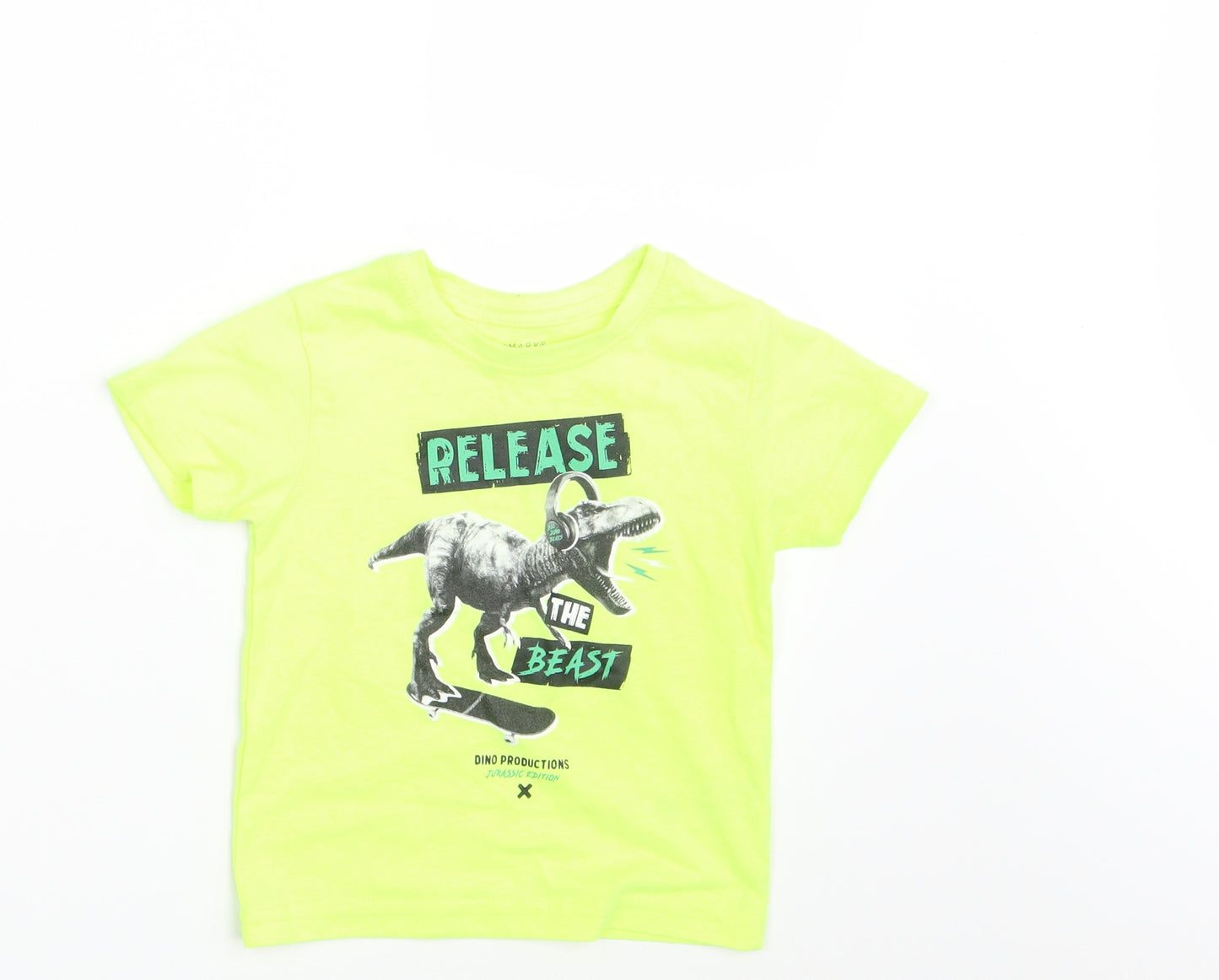 Primark Boys Yellow   Basic T-Shirt Size 2-3 Years