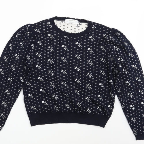 M&S Womens Blue Floral  Pullover Jumper Size 18