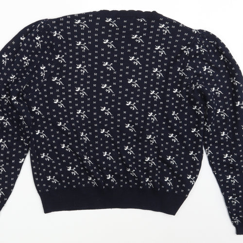 M&S Womens Blue Floral  Pullover Jumper Size 18