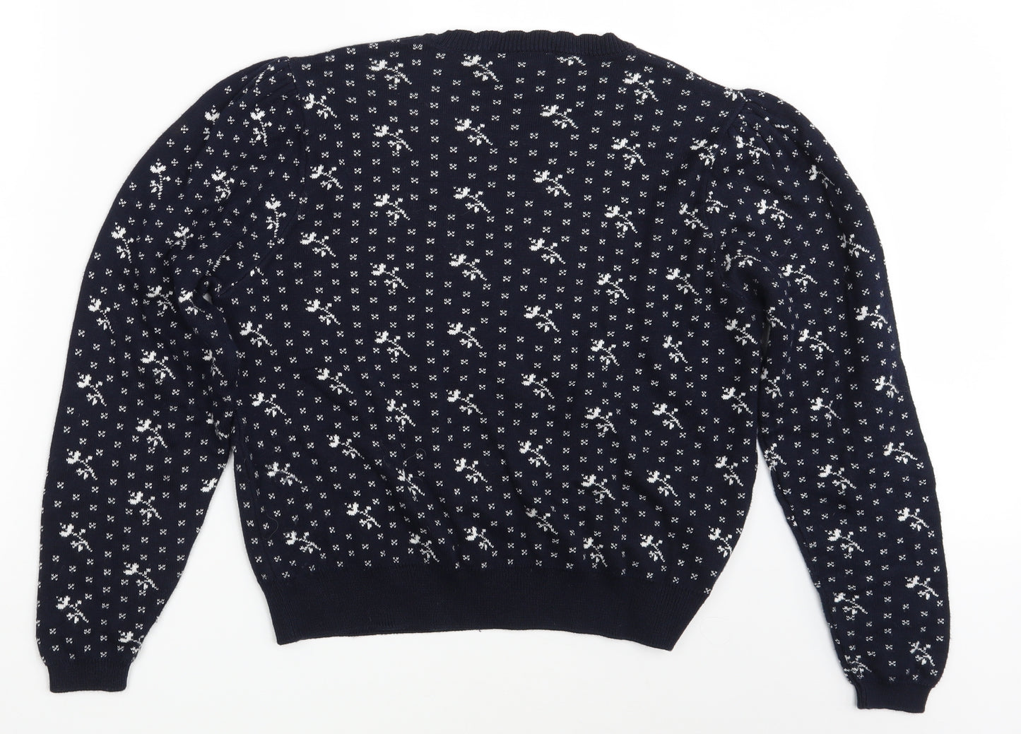 M&S Womens Blue Floral  Pullover Jumper Size 18