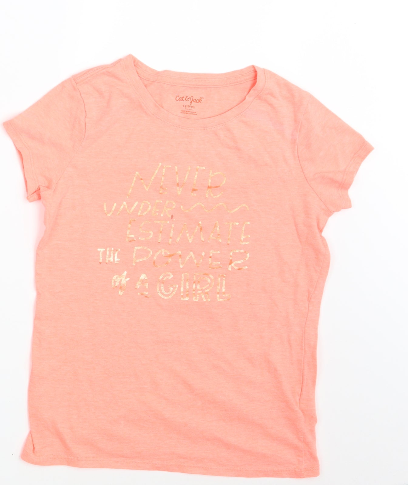 Cat & Jack Womens Orange   Basic T-Shirt Size 10