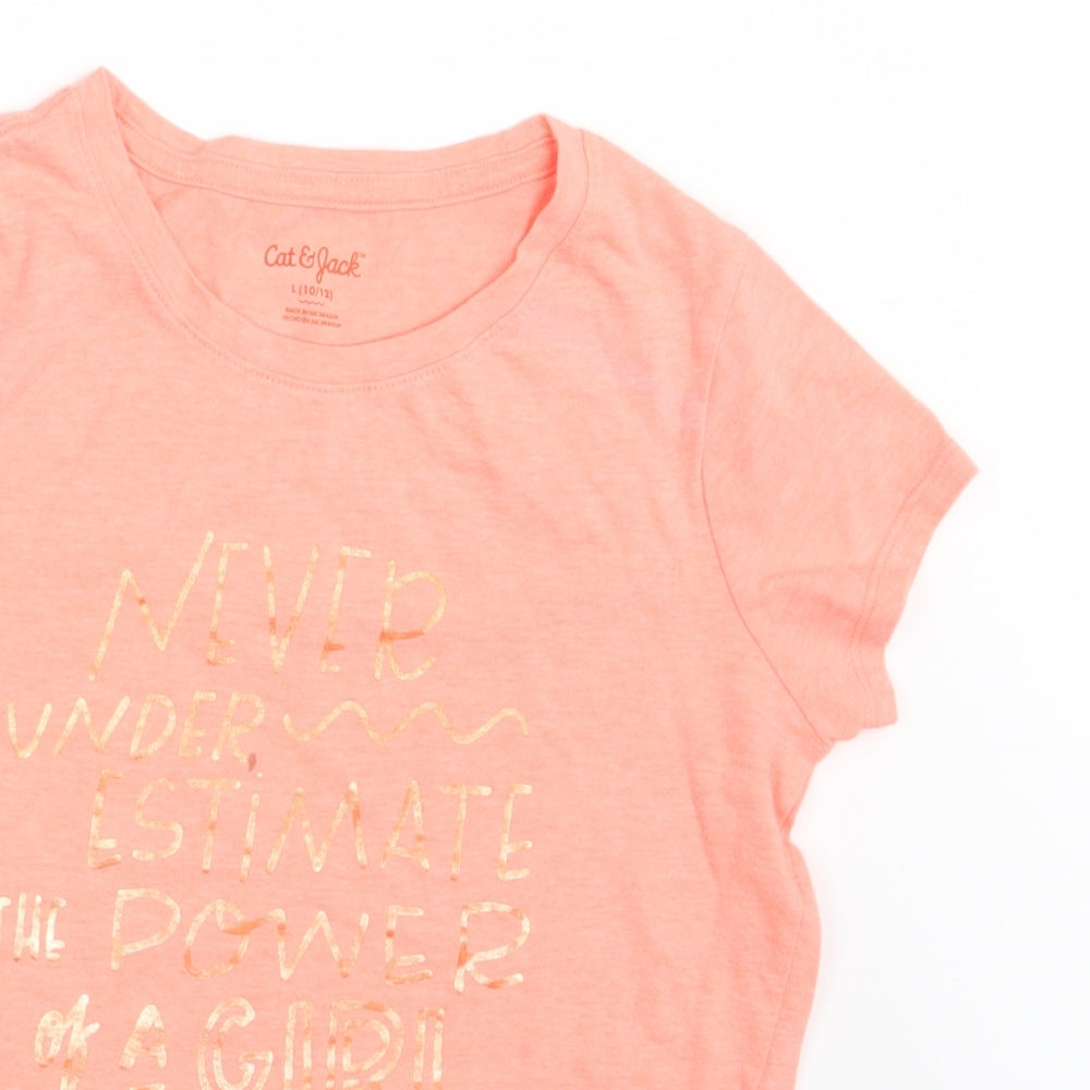 Cat & Jack Womens Orange   Basic T-Shirt Size 10
