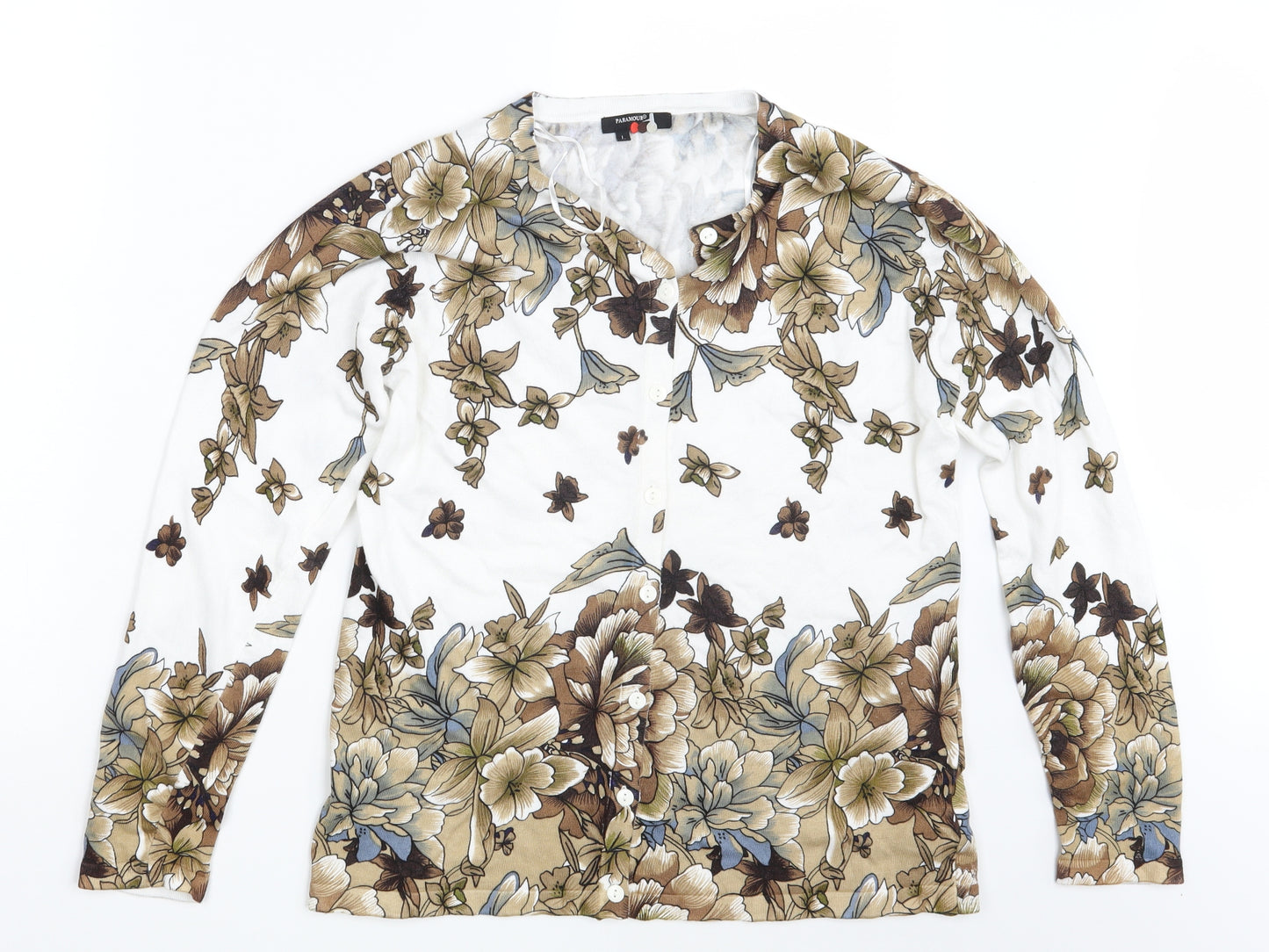 Paramour Womens Ivory Floral  Cardigan Jumper Size L
