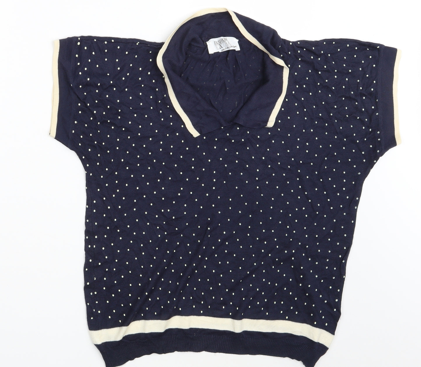 Fashion Extra Womens Blue Polka Dot  Pullover Sweatshirt Size 14