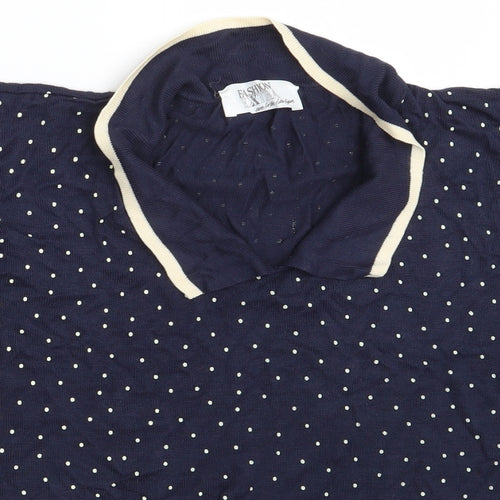 Fashion Extra Womens Blue Polka Dot  Pullover Sweatshirt Size 14