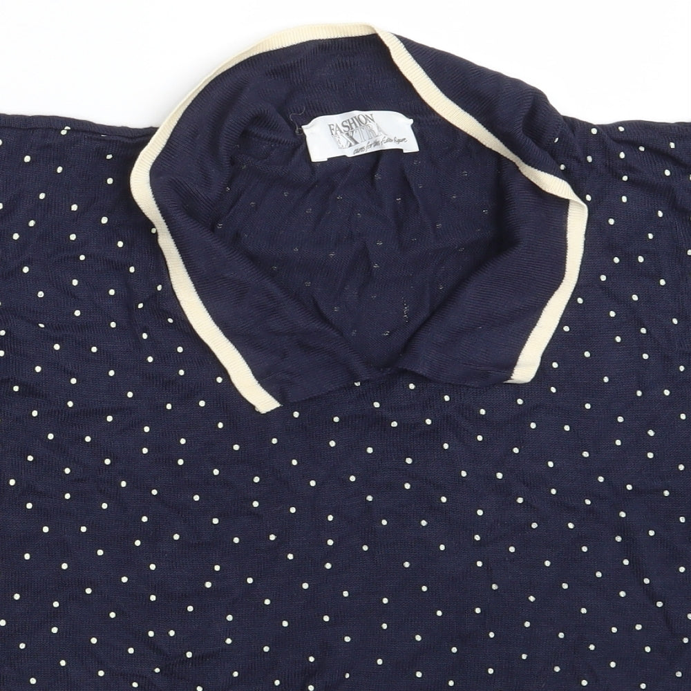 Fashion Extra Womens Blue Polka Dot  Pullover Sweatshirt Size 14