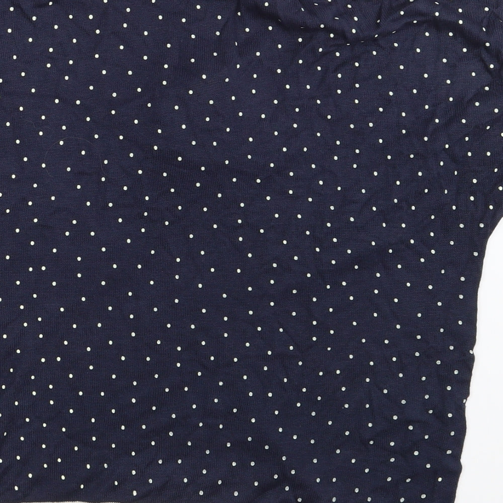 Fashion Extra Womens Blue Polka Dot  Pullover Sweatshirt Size 14