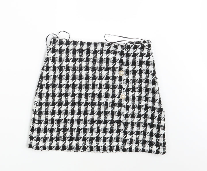SheIn Womens Black Check Mini Skirt Size XS