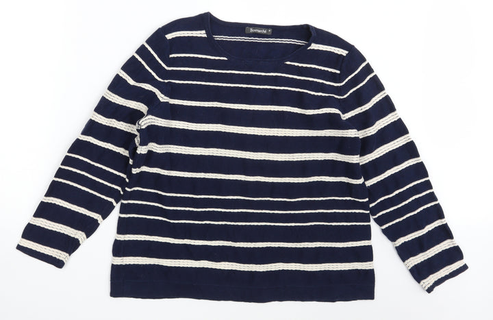 Bonmarché Womens Blue Striped Pullover Jumper Size M
