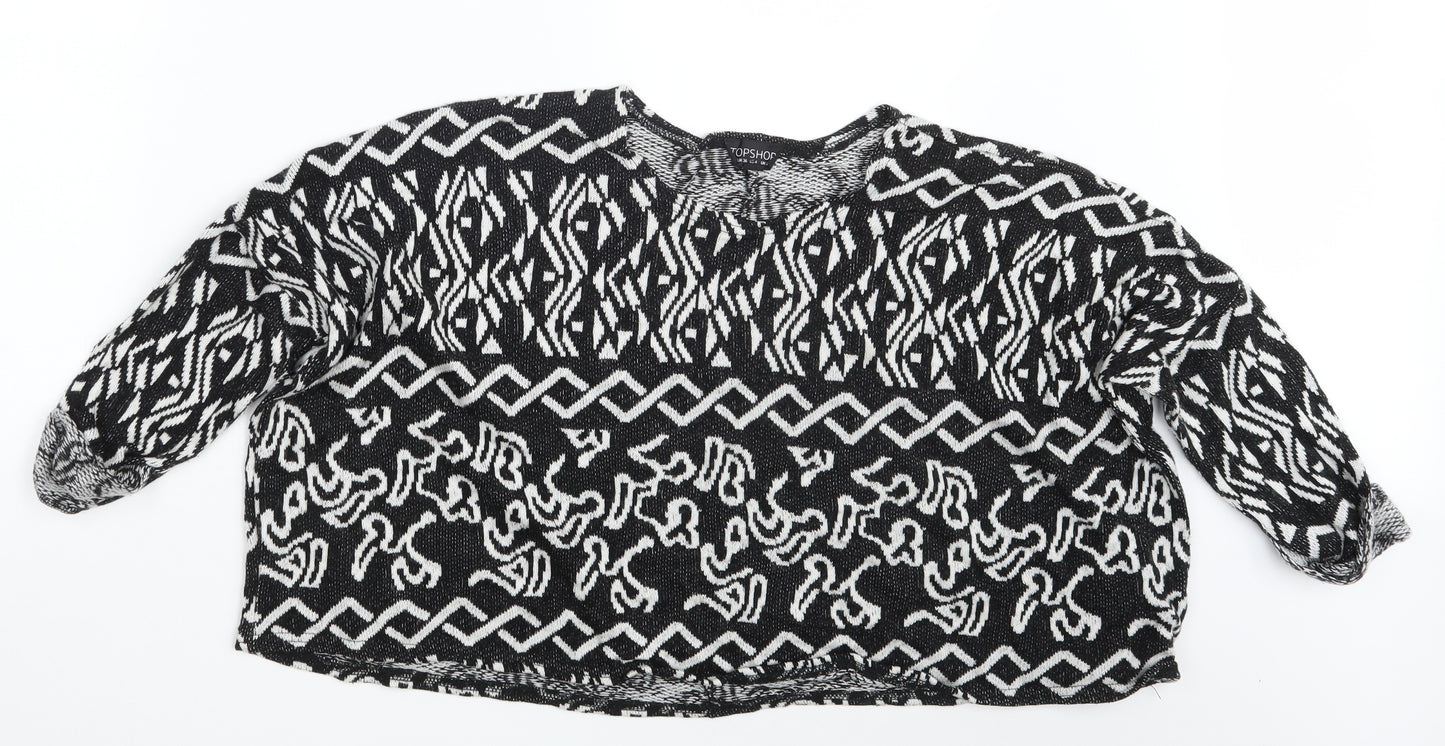 tOPSH Womens Black Argyle/Diamond  Pullover Jumper Size 8