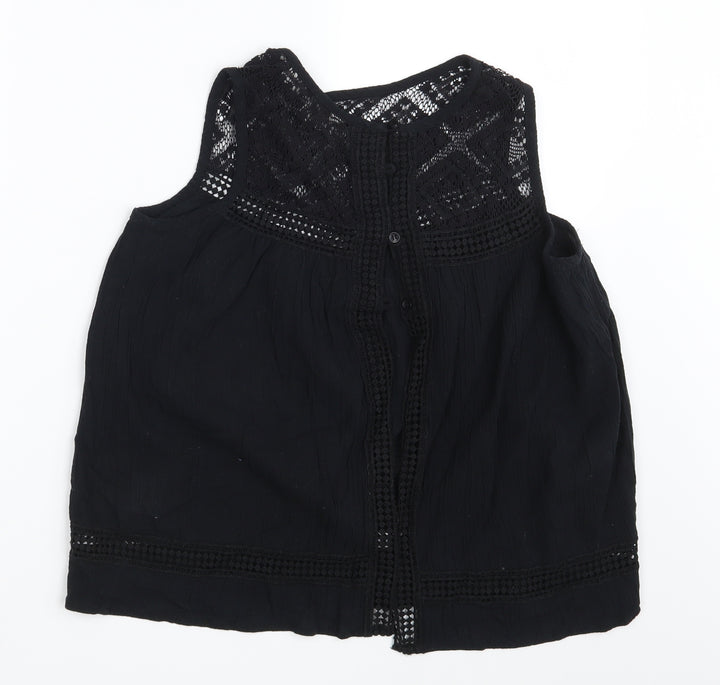 Ribbon Womens Black Basic Button-Up Size 8