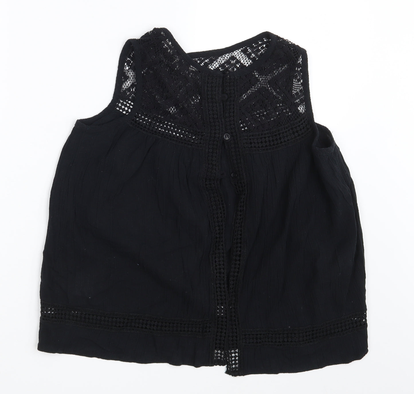 Ribbon Womens Black   Basic Button-Up Size 8