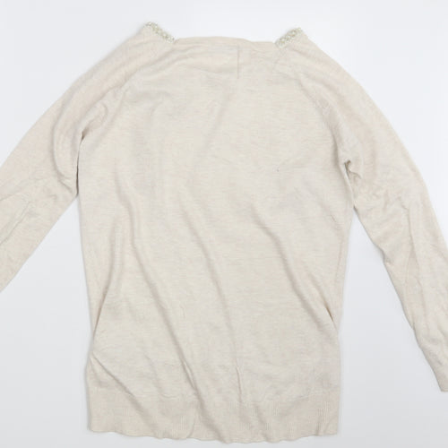 Oasis Womens Beige Floral  Pullover Jumper Size S