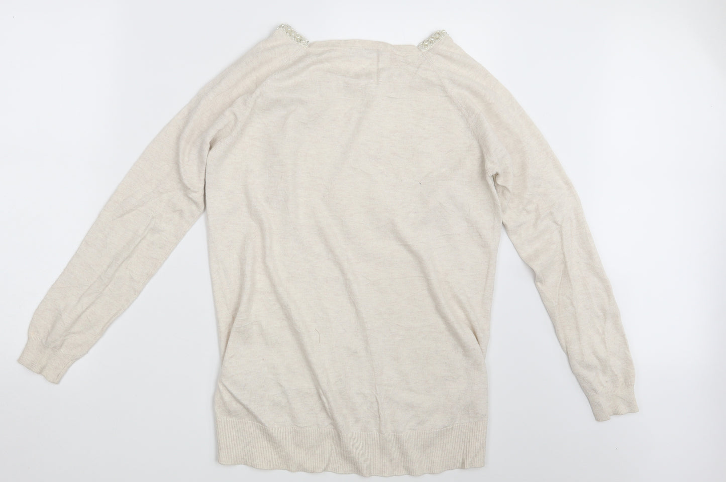 Oasis Womens Beige Floral  Pullover Jumper Size S