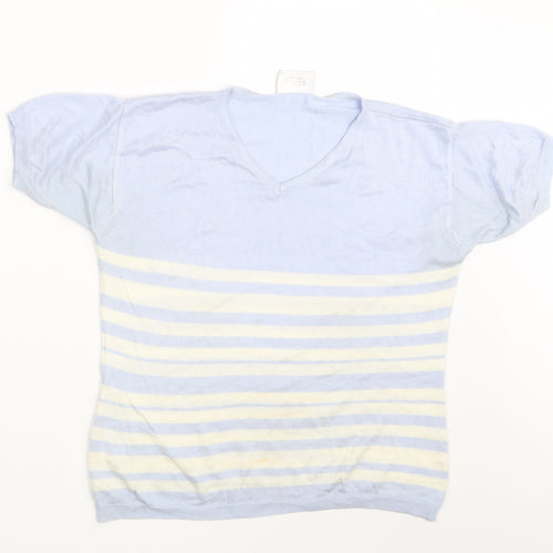 Sara Woman Womens Blue Striped  Pullover Sweatshirt Size 14