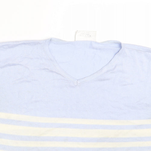 Sara Woman Womens Blue Striped  Pullover Sweatshirt Size 14