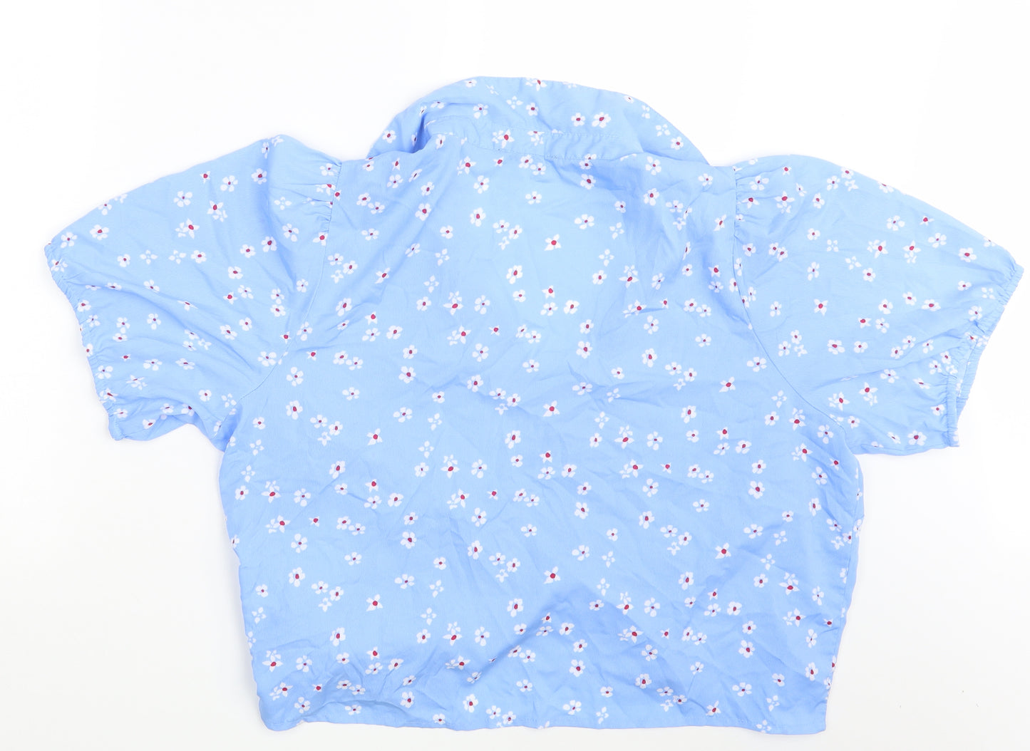 Wednesday's Girl Womens Blue Floral  Basic Blouse Size 24