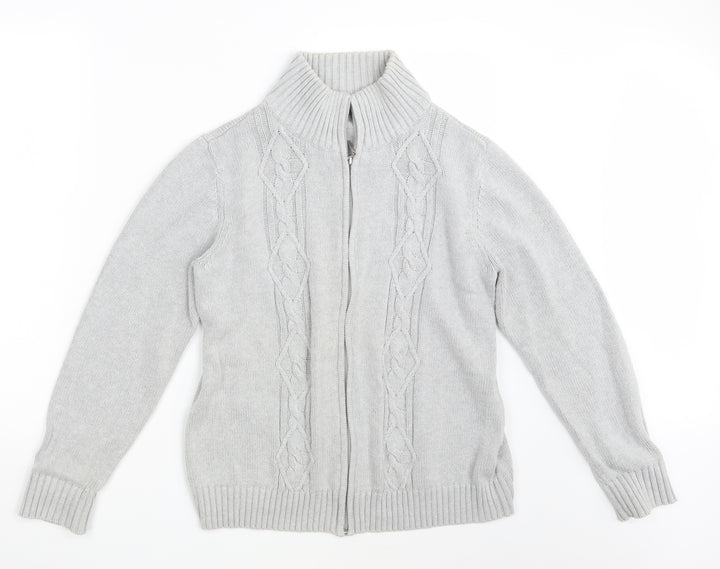 BM Mens Grey Knit Full Zip Jumper Size M