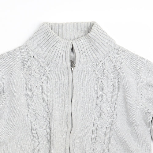 BM Mens Grey  Knit Full Zip Jumper Size M