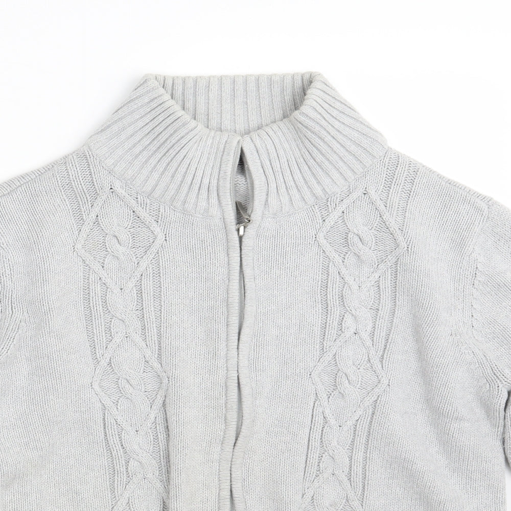 BM Mens Grey  Knit Full Zip Jumper Size M