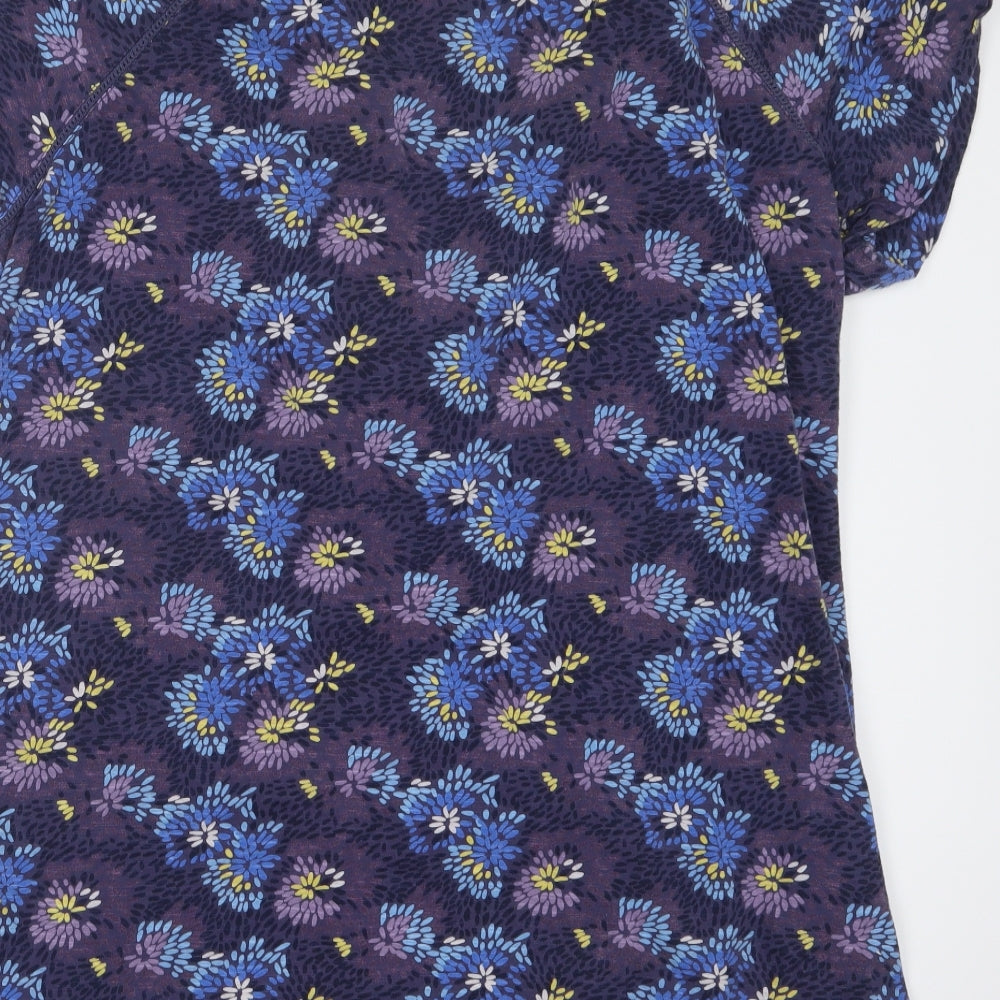 Mantaray Womens Blue Geometric  Basic T-Shirt Size 18
