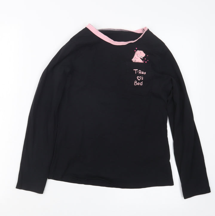 George Girls Black Geometric Top Pyjama Top Size 11-12 Years