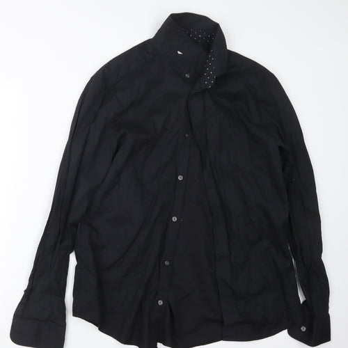 H&M Mens Black    Button-Up Size L