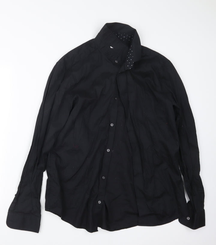 H&M Mens Black    Button-Up Size L