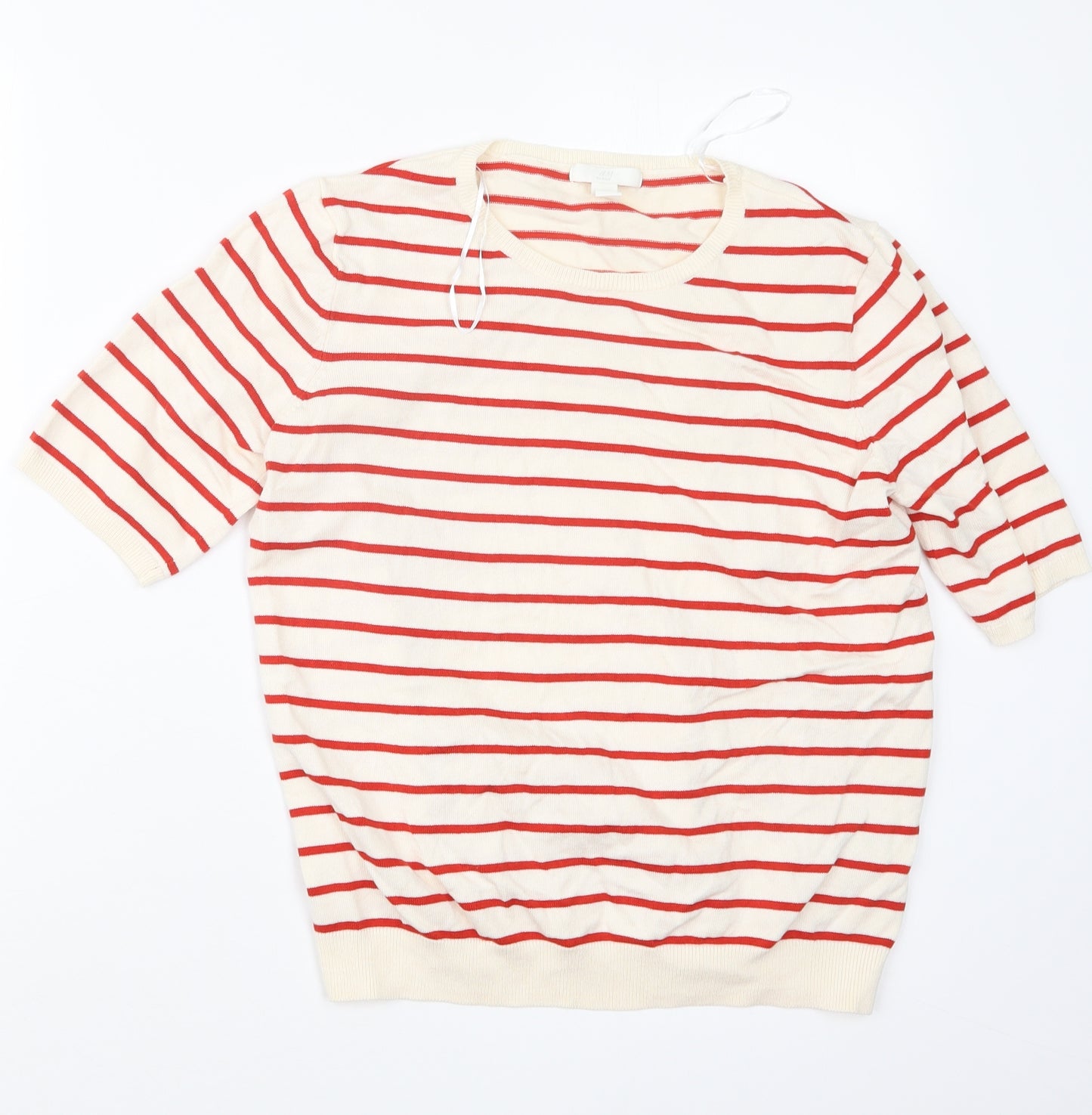 H&M Womens Red Striped Knit Pullover Jumper Size M