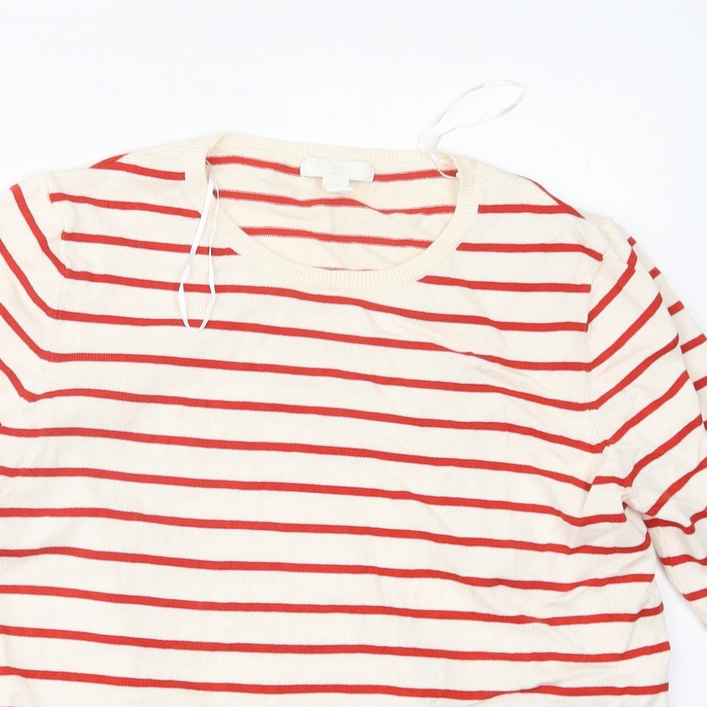 H&M Womens Red Striped Knit Pullover Jumper Size M