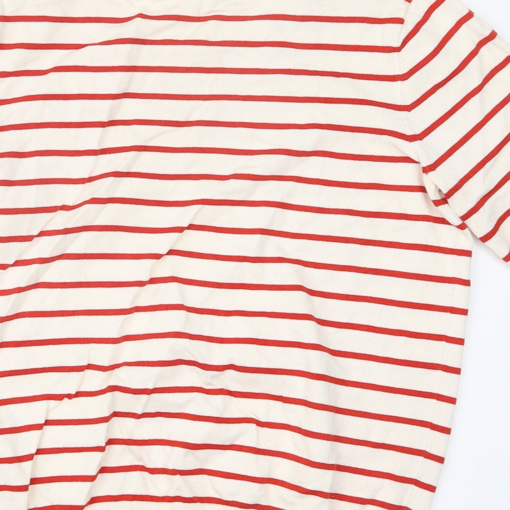 H&M Womens Red Striped Knit Pullover Jumper Size M