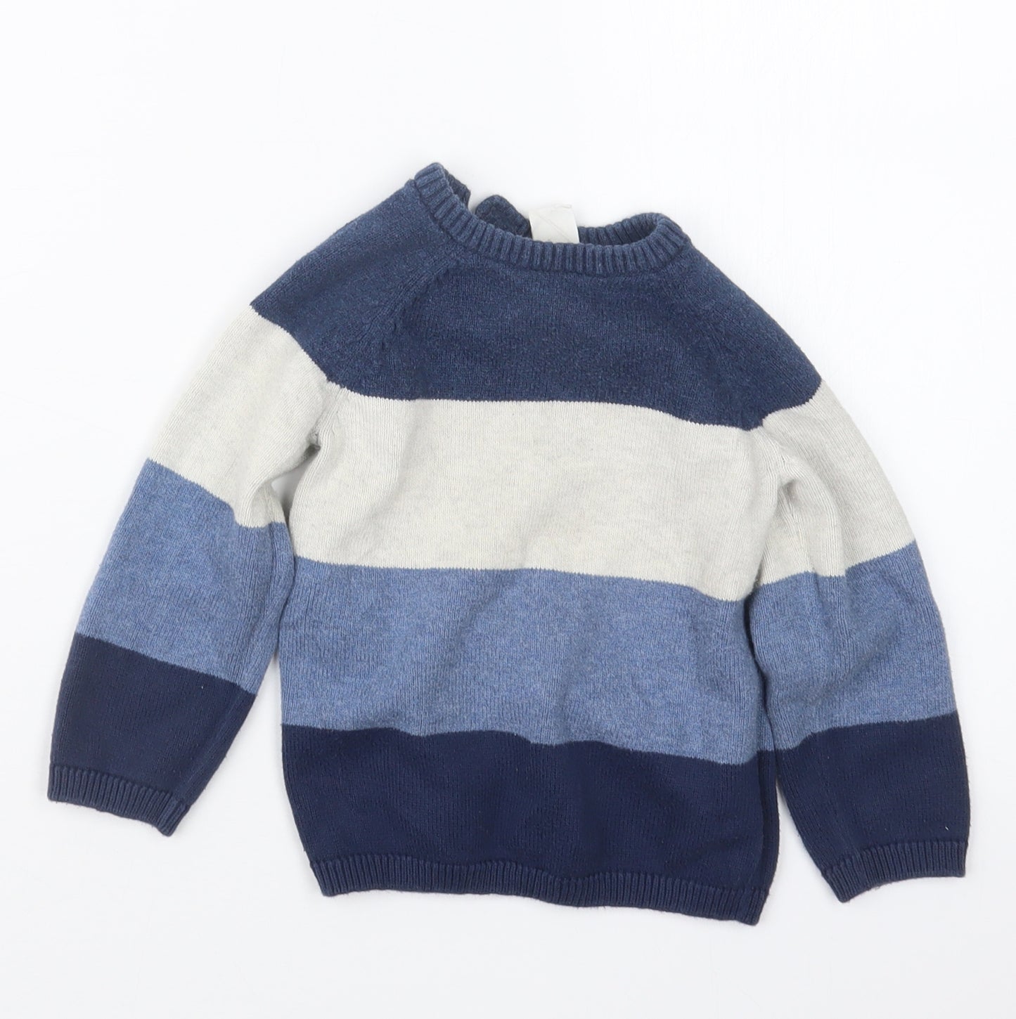 H&M Boys Blue Striped Knit Pullover Jumper Size 12-18 Months