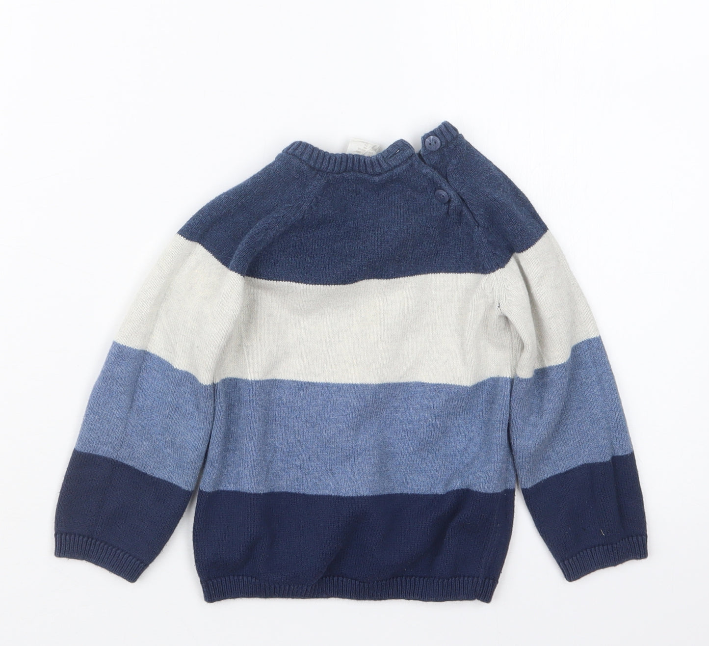 H&M Boys Blue Striped Knit Pullover Jumper Size 12-18 Months