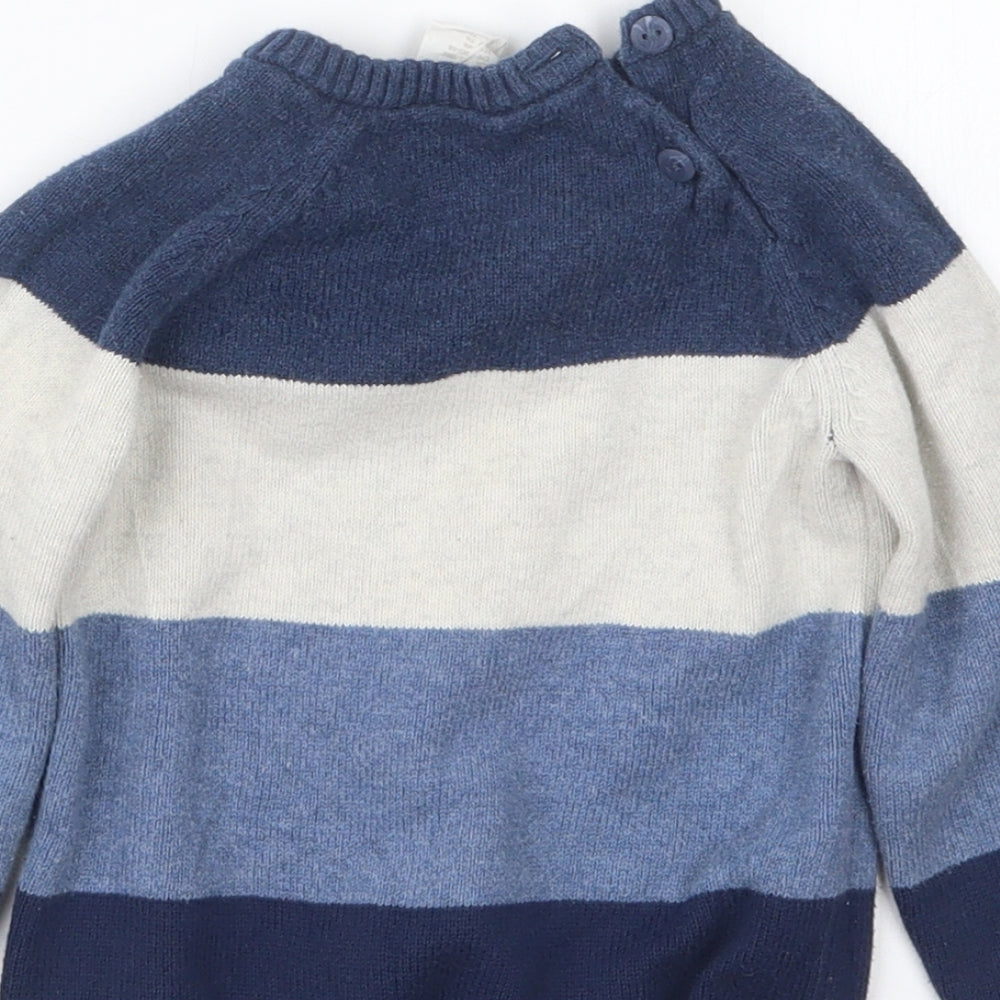 H&M Boys Blue Striped Knit Pullover Jumper Size 12-18 Months