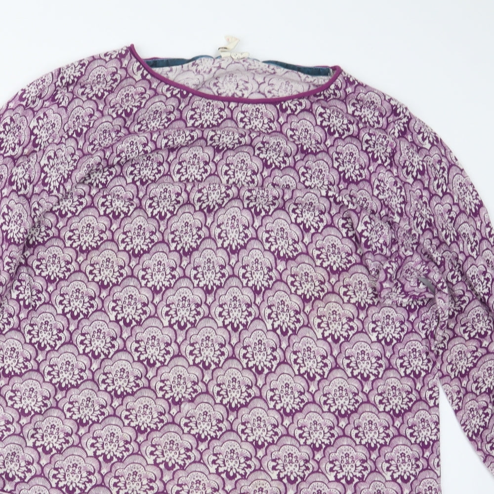 White Stuff Womens Purple Geometric  Basic T-Shirt Size 18