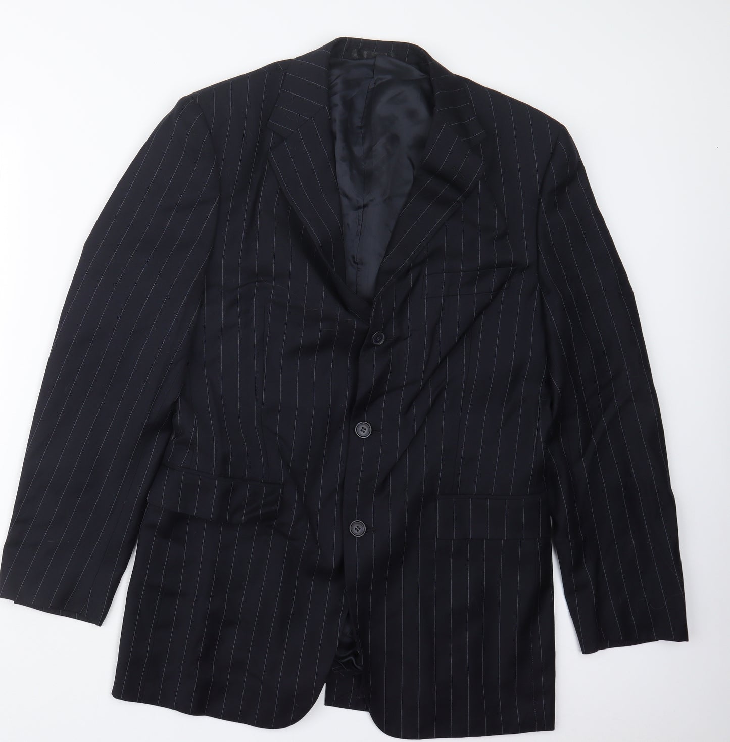 Yves Saint Laurent Mens Blue Striped  Jacket Suit Jacket Size 36
