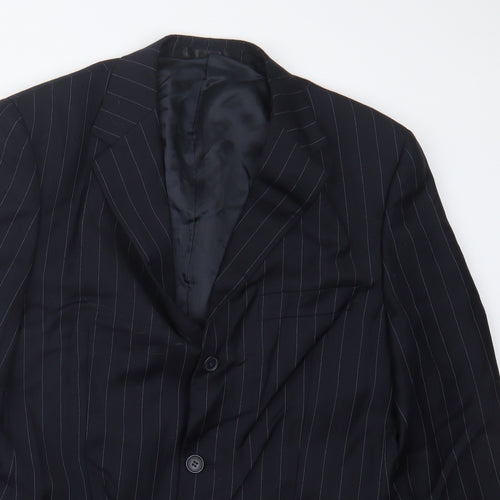Yves Saint Laurent Mens Blue Striped  Jacket Suit Jacket Size 36